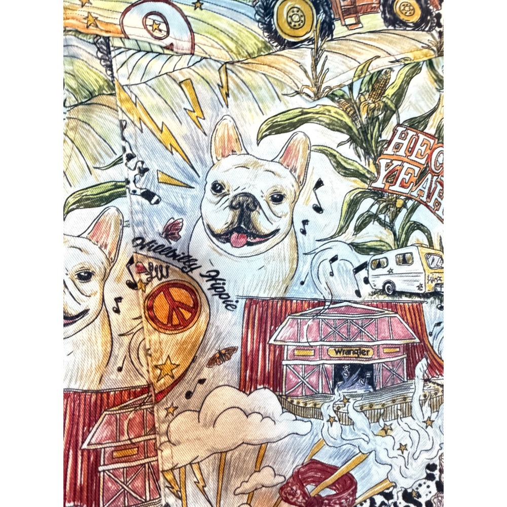 Wrangler x Lainey Wilson Girls XL Denim Jacket Hillbilly Hippie Collage Print - Picture 7 of 8